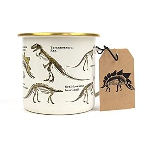 Gift Republic Dinosaur Enamel Outdoor Camping Mug Large Metal Coffee Cup Soup Hot Chocolate Campfire Mug Jurassic T-rex Dino Design Durable Cup 500ml