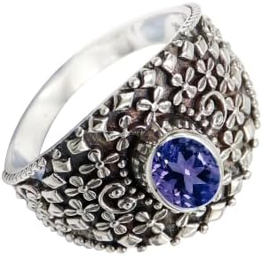 SILVERNROCK Tanzanite Lab Grown Gemstone Silver plated Meditation Ring Handmade 