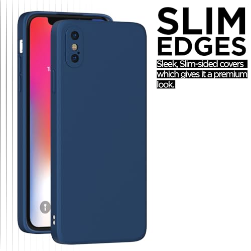 Image of Outlouders Back Cover for iPhone X /iPhone Xs | Camera Protection | Durable Soft Matte Silicone Bumper Case (Blue)