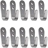 Youery Percha de Pared Ganchos，Ganchos de Pared Individuales 10 Piezas Ganchos para Toallas de baño del Acero Inoxidable Colgador de Abrigo Sombrero en Cocina y Oficina con Tornillo
