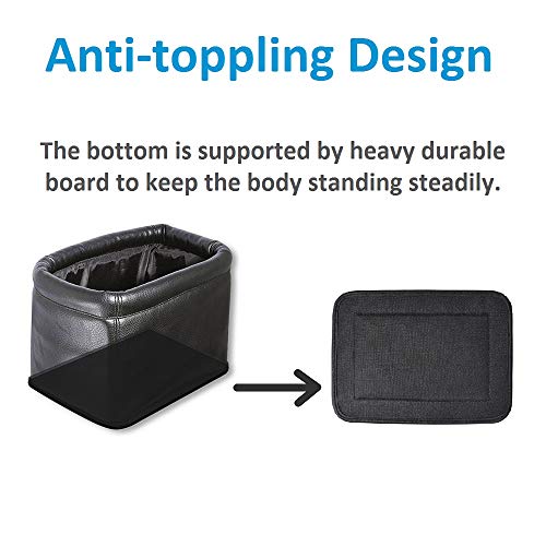Image of Leather Car Trash Can, Luxury Car Organizer, Leakproof Garbage Can for Car and Trucks, Black