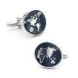 iGame Vintage Cuff Links Blue World Map Globe Design Quality Brass Material Cuff-links for Men with