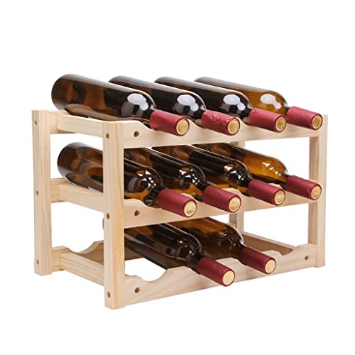 Soporte para botellas de vino de madera sólida 3 niveles miniatura 1
