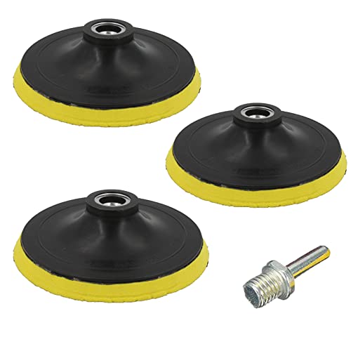 3pcs 4-Inch/100mm Hook and Loop Backing Pad Disc for Sander Angle Grinder, Backer Sanding Wheel with M14 Metal Shaft (4" /100mm)