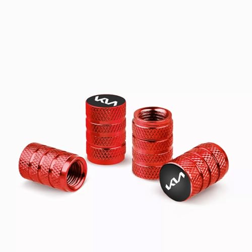 Image of CONTACTS Compatible with Ki-a 4pcs Red Car Tire Valve Stem Caps, Universal Wheel Air Dust Covers, Aluminum Tyre Rim Ventil Accessories