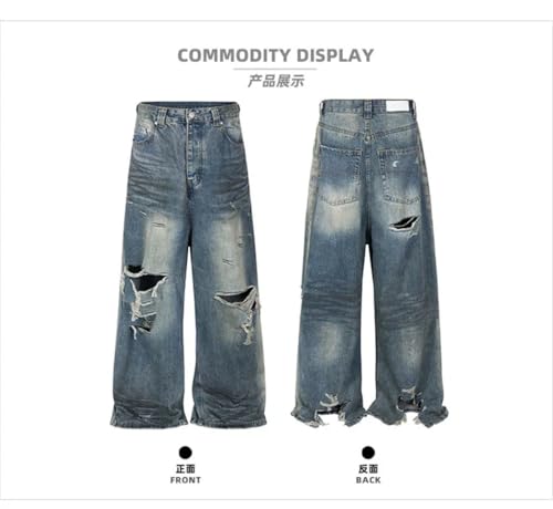 Men’s Tassel Patchwork Vintage Jeans, Streetwear Harajuku Hip Hop, Baggy Loose Fit Denim3