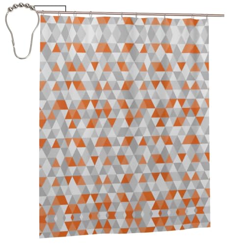 RRhgipp Rideau de douche 152,4 x 182,9 cm en lin avec motifs triangles - Rideau de douche rustique...
