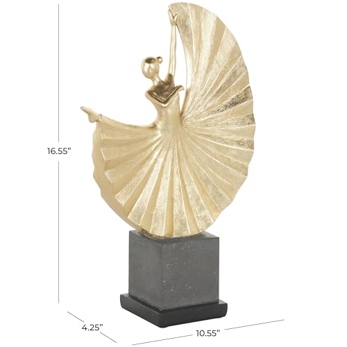 Deco 79 Polystone Dancer Decorative Sculpture Ballet Home Decor Statue with Elevated Black Base, Accent Figurine 11" x 4" x 17", Gold by Deco 79 - Image 3