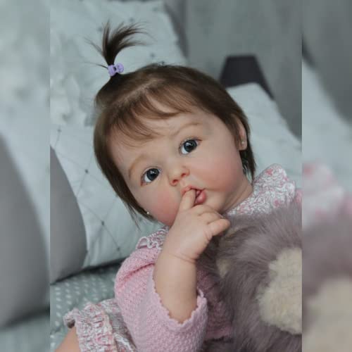 Lonian 24 Zoll 60cm Neue Babypuppe mit Baumwollkörper für Kinder Spielen Spielzeug (Brown Eyes) – Bild 3