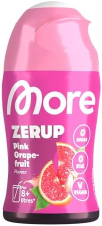 MORE Zerup, Pink Grapefruit, 65 ml, für bis zu 8 l Fertiggetränk | Zuckerfreier Sirup mit u.a. echten Fruchtextrakten, vegan, zero Kalorien - made in Germany