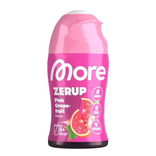 MORE Zerup, Pink Grapefruit, 65 ml, für bis zu 8 l Fertiggetränk, zuckerfreier Sirup mit echten Fruchtextrakten, vegan, zero Kalorien - made in Germany
