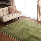 Colorsroom カーペット ラグ ラグマット 2畳 洗える ラグ 絨毯 185×185cm 滑り止め付 抗菌 防臭 防ダニ オールシーズン 床暖房 ホットカーペット対応 ふわふわ肌触り フランネルラグ グリーン