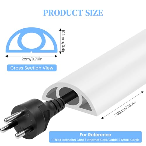 Image of Serplex PVC Cord Cover 6.6ft Self Adhesive Floor Cord Hider Wall Wire Holder Hider Cuttable Soft PVC Floor Cord Hider Flexible Wire Cover Reuseable Cord Cover Cord Guider