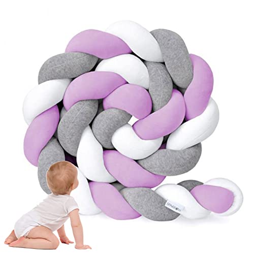 Protector Cuna Trenzado Trenza para Cuna 3 Hilos Cojines Chichonera Trenzada Almohada Anudada Larga con Forma Serpiente Decoración Cojines Infantiles,E,4m Cover