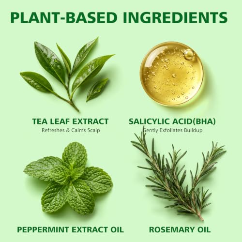 Scalp Scrub, Tea Tree & Salicylic Acid Scalp Exfoliator Shampoo, 3-in-1 Scalp Treatment with Mint Oil, Hair Treatment for Deep Scalp Cleansing with Scalp Massager 10.58oz/300g - Image 4
