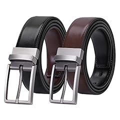 JASGOOD Men's Belt, Leather Reversible Belt for Men Black and Brown Dress Belt Rotate Buckle, Great Gift for Men