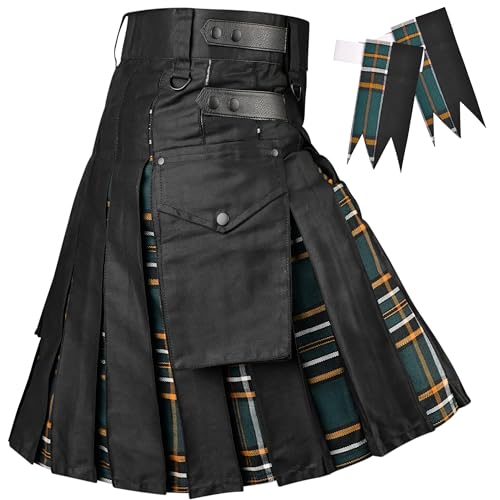 Hybrid Utility Kilts for Men Scottish Traditional Kilt with Flashes (US, Numeric, 50, 52, Regular, Regular, Irish Heritage)