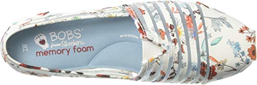 Skechers Women's Bobs Plush-Daisy Darling Sheer Panel Floral Slip on Ballet White/Multi Flat 6.5 W US