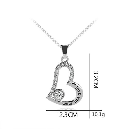 Christmas Gifts For Mom Mother Necklace Pendant Sterling Silver For Women Love Heart Mom Birthday Valentines Mothers Day Gifts #TOP1