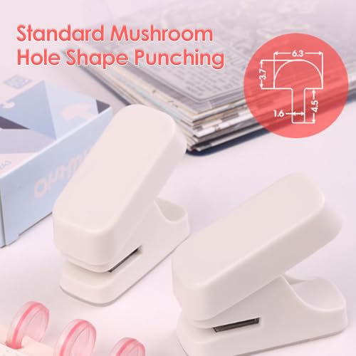 Portable Mini Mushroom Paper Hole Puncher for Disc Binding, Planners, Binders, Journaling, Scrapbooking, Crafts, Card Making