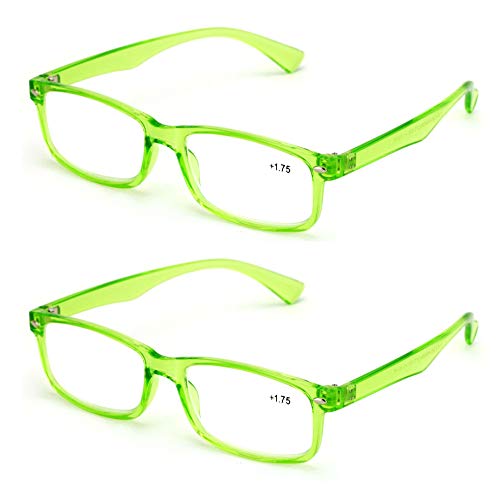 Image of 2 Pairs Casual Rectangular Reading Glasses - Stylish Simple Readers Rx Magnification Transparent Blue Red Clear