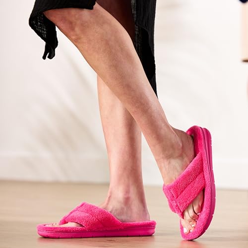 Image of Dearfoams Women's Melanie Colorblocked Microfiber Terry Thong Slipper