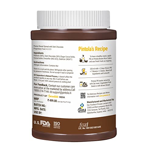 Image of Pintola All Natural Peanut Butter (Crunchy) (1 kg) (Unsweetened, Non-GMO, Gluten Free, Vegan) + Pintola Choco Spread Peanut Butter (Creamy) (1kg)