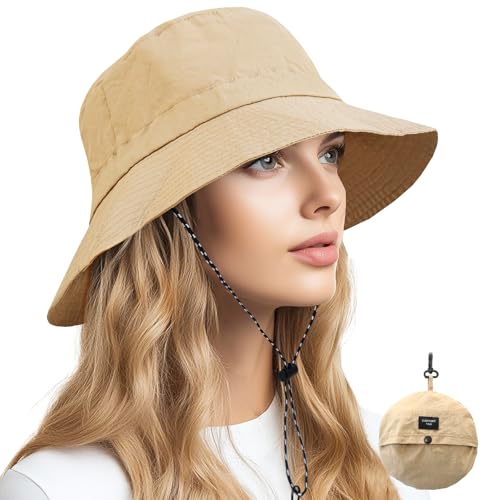 Image of NPQQUAN Sun Bucket Hats for Woman Men Lightweight Sun Hat Packable Foldable Waterproof Beach Hiking Hat