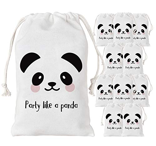 Panda Party Favor Bags 12 Pack - Gift Goodie Candy Treat Bags para festas como decorações de Panda, Baby Shower, material para festas de aniversário