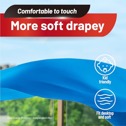 Image of Plastic Table Cloth, 110 Ft X 54 in Disposable Tablecloth Blue Tablecloth Premium PEVA Plastic Table Cloth Disposable with Any Cut Sliding Cutters for Picnics, Parties, Birthdays, Festivals