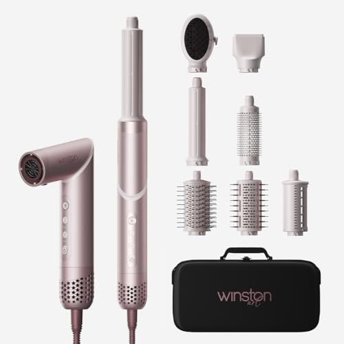 Image of Winston Flexy 8 in 1 Hair Multi Styler with Auto-Wrap Curler | 1400W High-Speed Ionic Hot Air Brush & Dryer | Straightens, Curls, Volumizes & Smooths | Anti-Frizz Styling Tool for Women | Travel Case Included