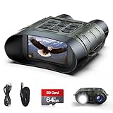 Night Vision Goggles, 4K Night Vision Binoculars, 112MP Infrared Binoculars, 12X Digital Zoom 5000mAh Rechargeable Battery with 64GB Card, External Flashlight 1500ft View Range Tech Gadgets Telescope