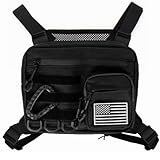 Journey to the Edge Chest Bag for Men - Men's Tactical Pack and Rig Bag - Mens Vest Pouch is Built for Running and Workouts with Phone Storage, Carabiner & Patch (Black)