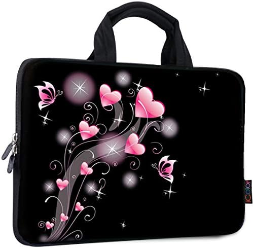 ICOLOR 11 11.6 12 12.1 12.5 inch Laptop Carrying Bag Chromebook Case Notebook Ultrabook Bag Tablet Cover Neoprene Laptop Sleeve case chromebook Sleeve with Handle Kids Boys Girls Pink Heart