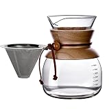 AGOGO Pour Over Coffeemaker Dripper with 304 Stainless Steel Filters Carafe High Capacity 8 Cup