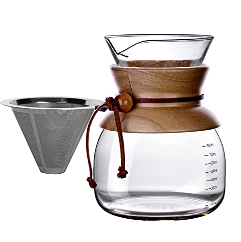 Agogo Pour Over Coffeemaker Dripper With 304 Stainless Steel Filters Carafe High Capacity 8 Cup #TOP4