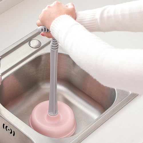 Image of Generic Toilet Plunger, Rubber Plastic Strong Suction Plunger Plungers for Bathroom Bathroom Accessories Toilet Drain Plunger for Kitchens, Baths, Showers, Powerful Commercia,, Pink