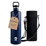 Healter-Botella Termica 1,75 Litros de Pared Doble Botella Agua Acero Inoxidable Reutilizable y Hermética Cantimplora para Fitness, Actividades al Aire libre e Hidratación(Azul oscuro)