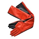 Artisanat de tissage : tat Gants longs au-dessus du coude en cuir véritable pour femme avec un design élégant patchwork contrasté pour une déclaration de mode moderne, Écran tactile, 50cm-S