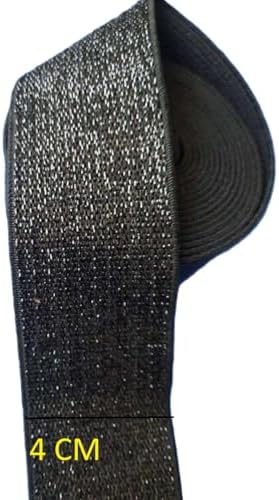 Resim imrenaksesuar 4 cm Simli Don Paça Bel Lastiği Yassı Geniş Lastik 5 Metre (siyah) 