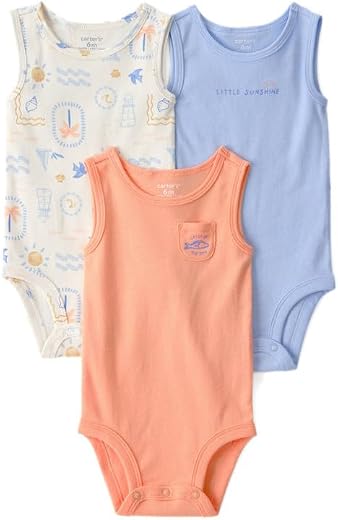 Carter's Baby Boy 3-Pack Sunshine Sleeveless Multipack Cotton Bodysuits