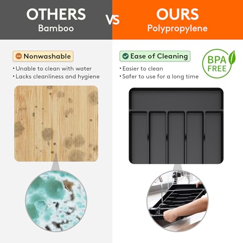 image for Lifewit Silverware Drawer Organizer, Expandable Utensil Tray for Kitch