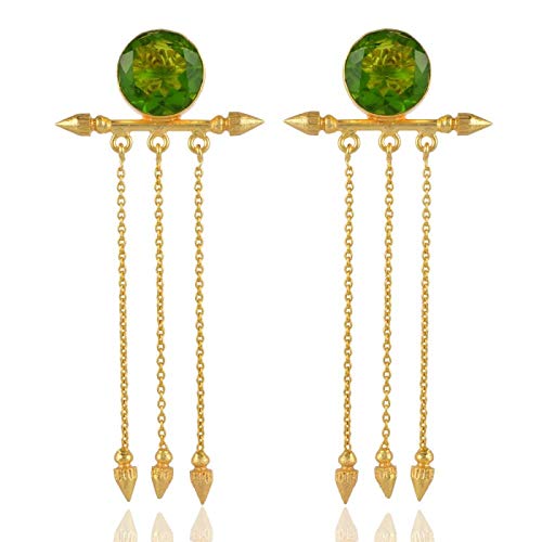 Solid 925 Sterling Silver For Women,Emerald Earrings, 18K Yellow Gold Plated Earrings, Dangle Earrings, Hypoallergenic Earrings, Christmas Gift