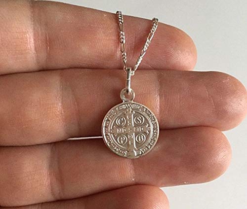 925 Sterling Silver Saint Benedict Necklace 18" Long 24X15mm / 925 Plata ESTERLINA Cadena DE SAN Benito 18" Largo4
