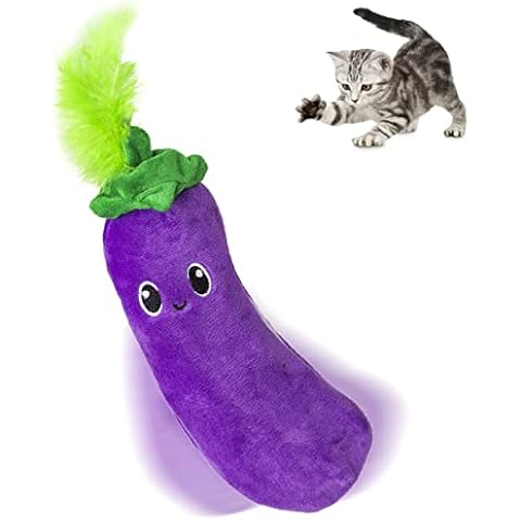 Pet Craft Supply Flipper Flopper Interactive Electric Realistic Flopping Wiggling Moving Fish Potent Catnip and Silvervine Cat Toy Poppin' Eggplant, All Breed Sizes Cover