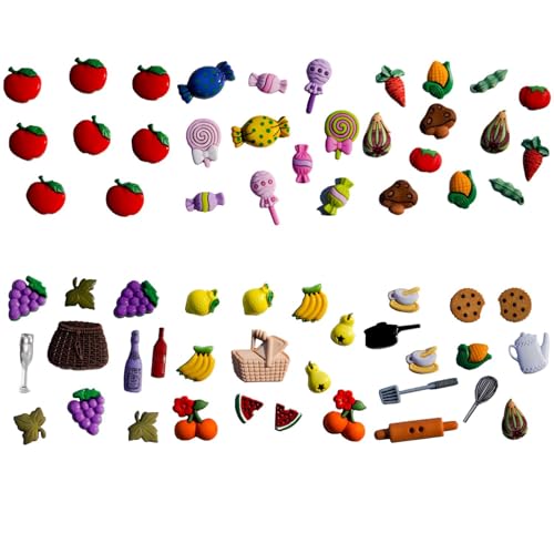 Assorted Food-Themed Buttons – 50+ Piece Set for Sewing, Scrapbooking & DIY Crafts – Fruits, Vegetables, Picnic & Cookout Designs