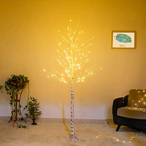 Bolylight Birch Tree 6ft 96L LED Lighted Brich Tree for Christmas Decorations for Home Bedroom Party Wedding Office Indoor and Outdoor Warm White