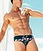 MIZOK Men's Sexy Swimwear Swim Briefs Bikini Swimsuits Print Surfing Short （L，Swan