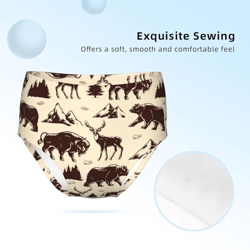 Vintage Deer Bear Moose Girls' Underwear Soft Cotton Little Girls Panties Comfort Briefs3