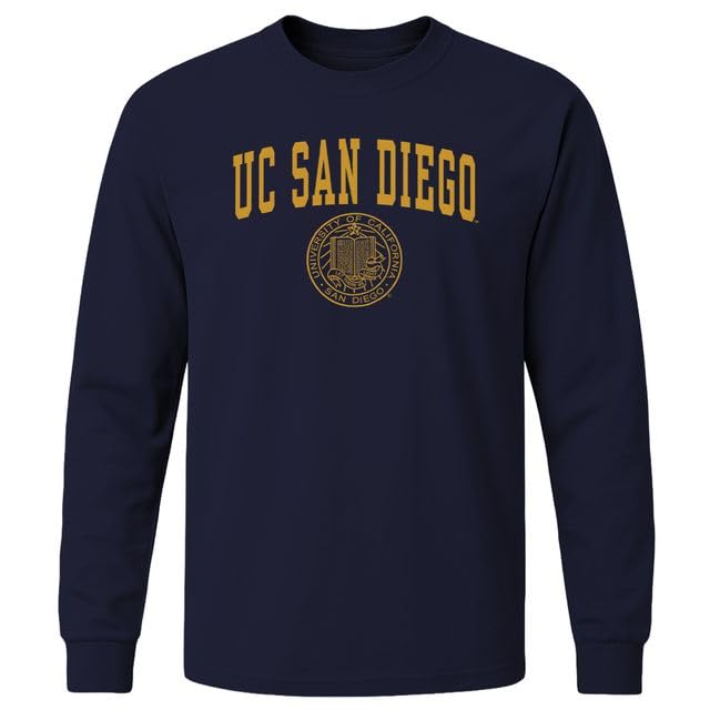 Barnesmith UCSD UC San Diego King Tritons Long Sleeve Adult Unisex T-Shirt Heritage Navy Small